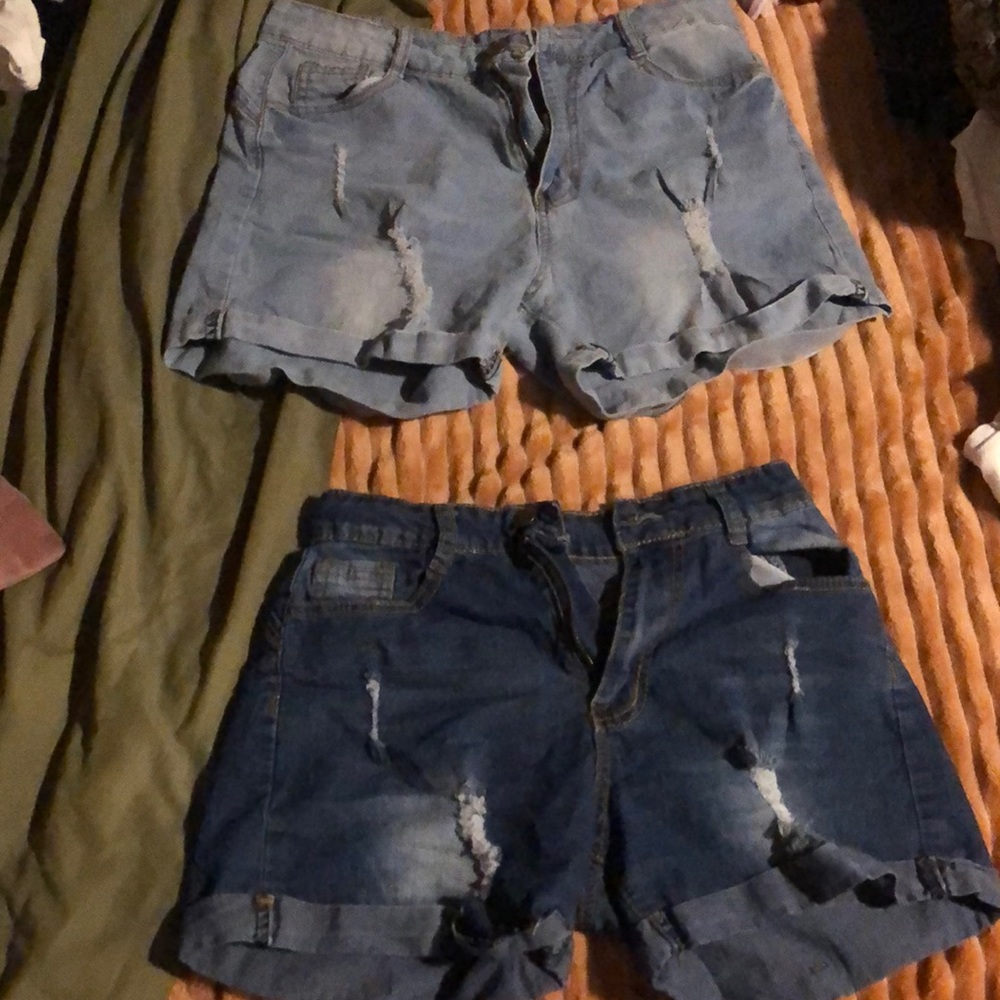 Ripped jean shorts